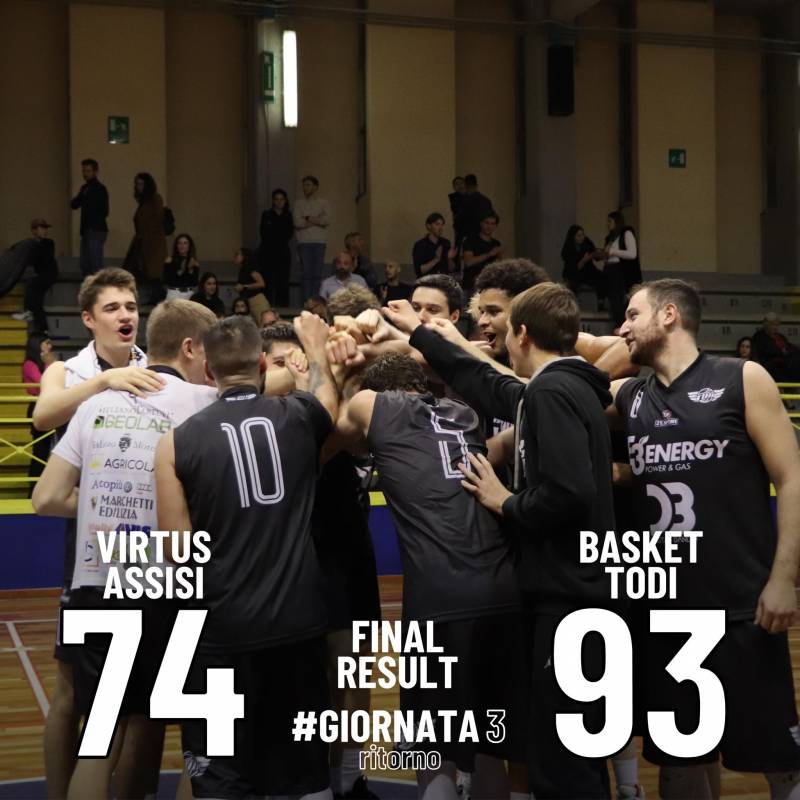 Il derby lo vince il Basket Todi: al PalaSir la Chemiba Virtus Assisi non ce la fa, 74-93 